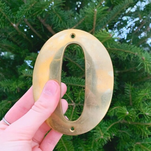 Vintage Brass Number Zero, Outdoor Home Number Plate - Picture 3 of 6